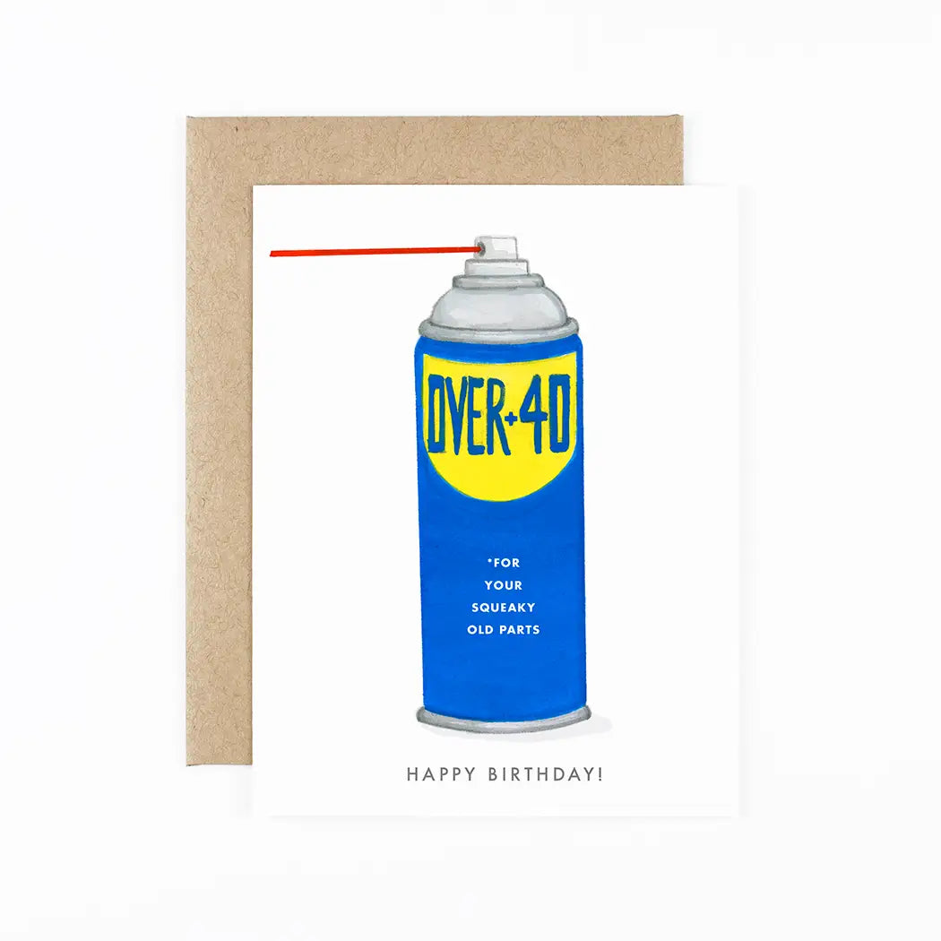 Over 40 Squeaky Parts Birthday Card