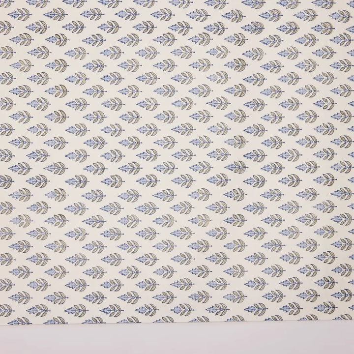 Hand Block Printed Gift Wrap Sheets - Buti Blue Stone (Roll)