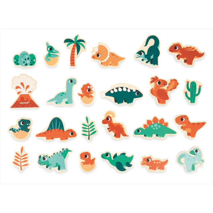 Wooden Dino Magnets - 24 Pieces