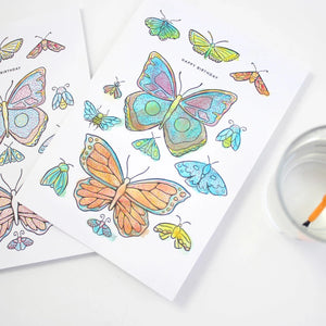 Paint with Water Butterfly Birthday Card