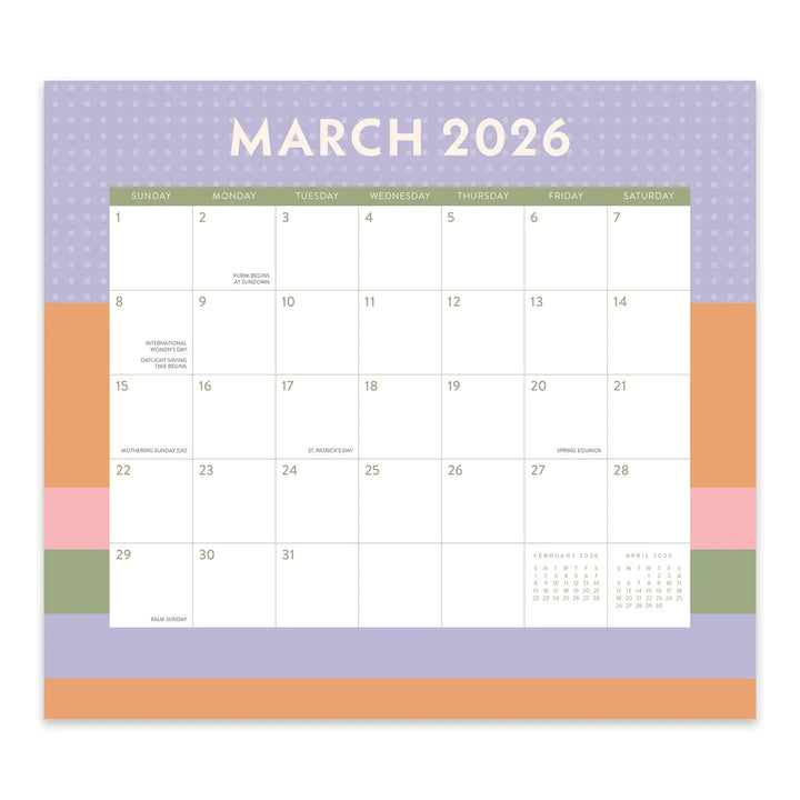 Color Block Magnetic Monthly Pad Calendar (Aug 2025 - Dec 2026)