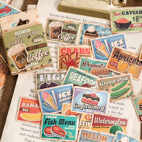 Retro Grocery Store Stickers (Pack of 45)