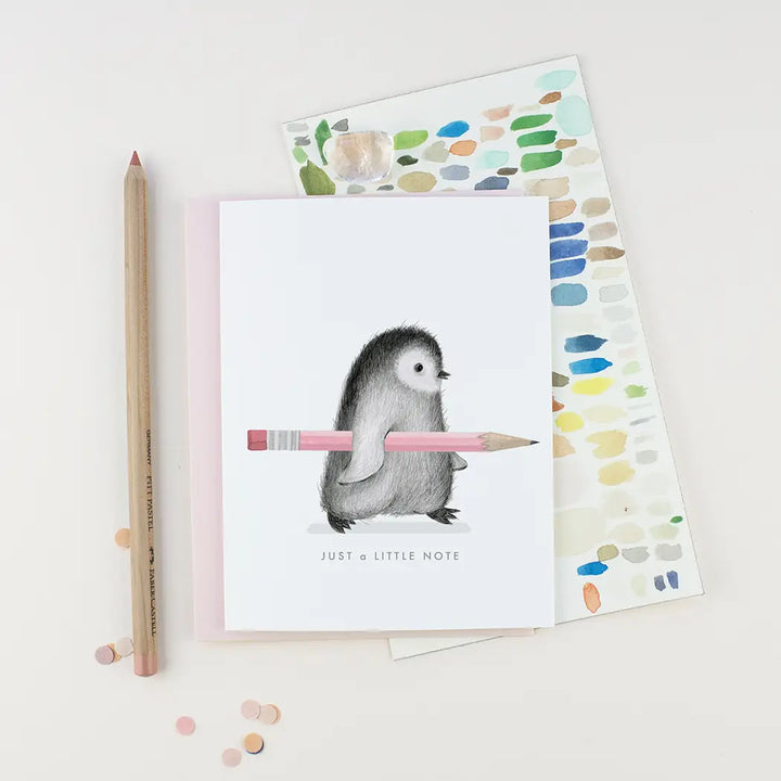 Penguin with Pencil Card