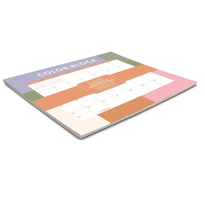 Color Block Magnetic Monthly Pad Calendar (Aug 2025 - Dec 2026)