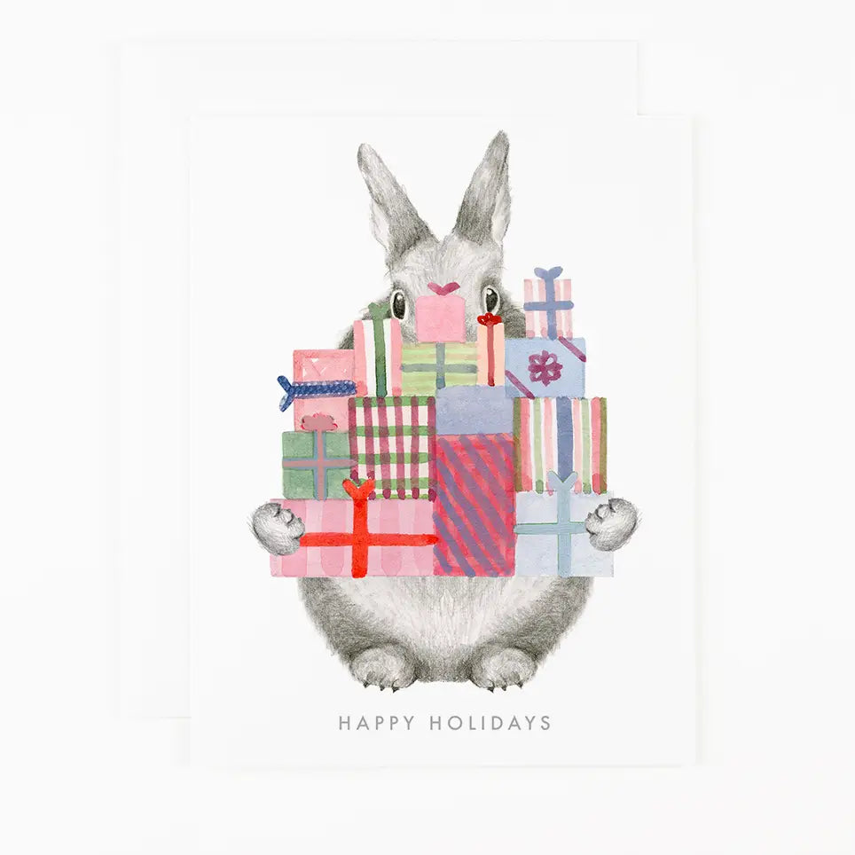 Bunny Carrying Holiday Gifts Greeting Card