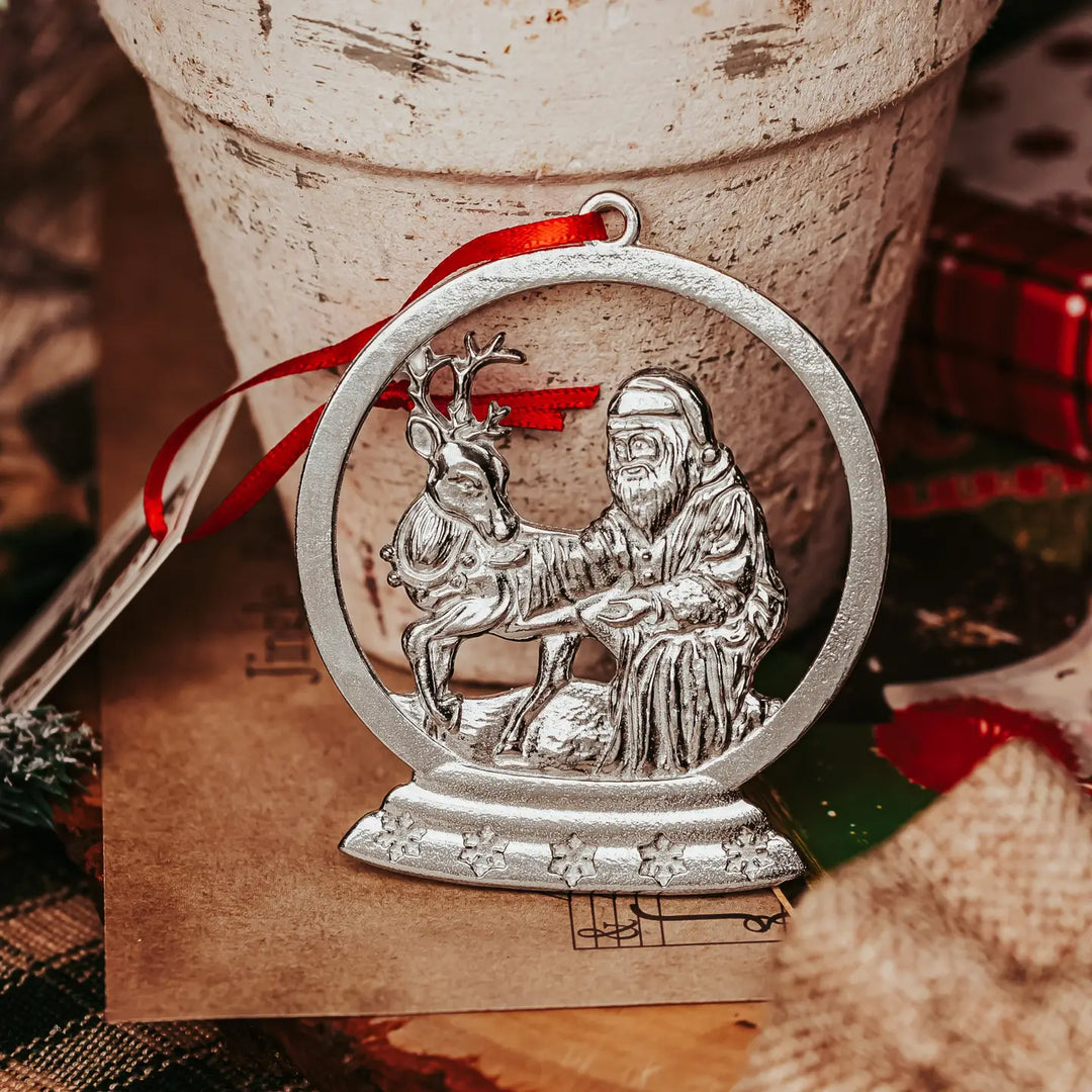 Santa Snow Globe Pewter Ornament