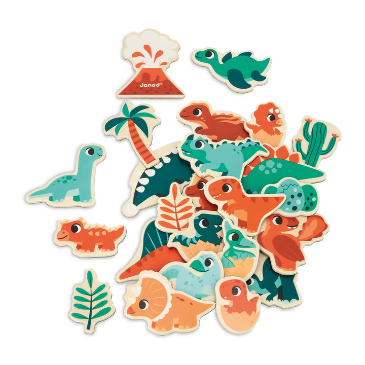Wooden Dino Magnets - 24 Pieces