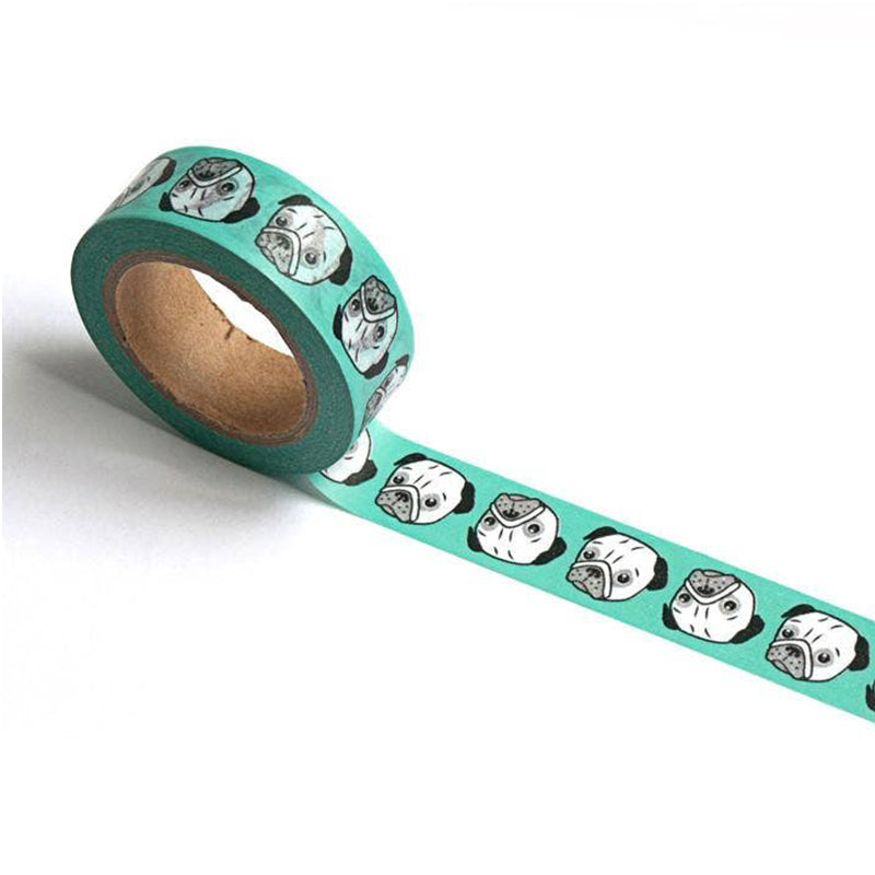 Pug Washi Tape - Sea Foam