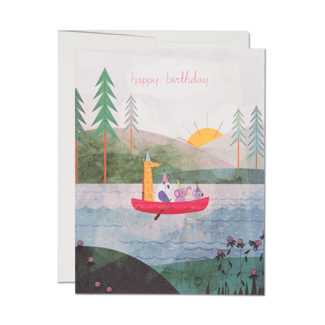 Four Canoe Birthday Card