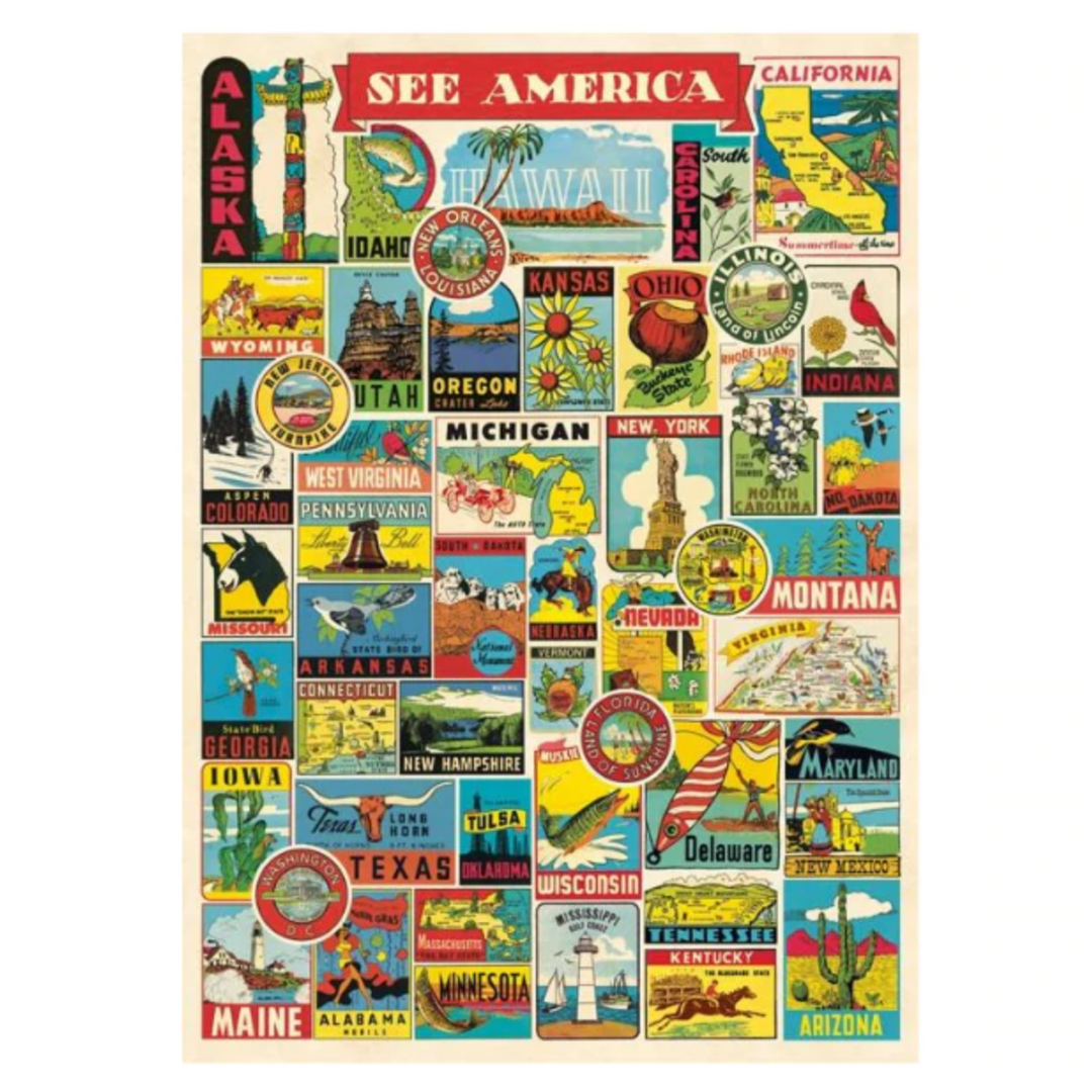 Cavallini Flat Wrap - See America
