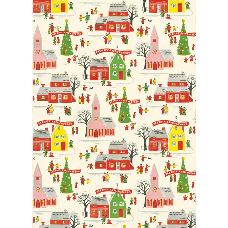 Cavallini Flat Wrap - Christmas Village