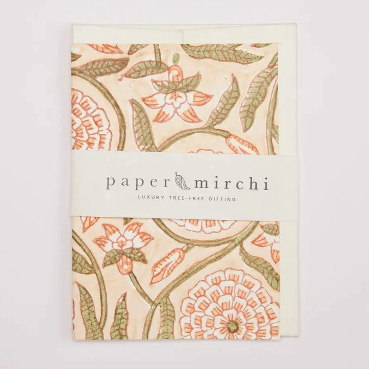 Hand Block Printed Greeting Card - Rajmala Coral