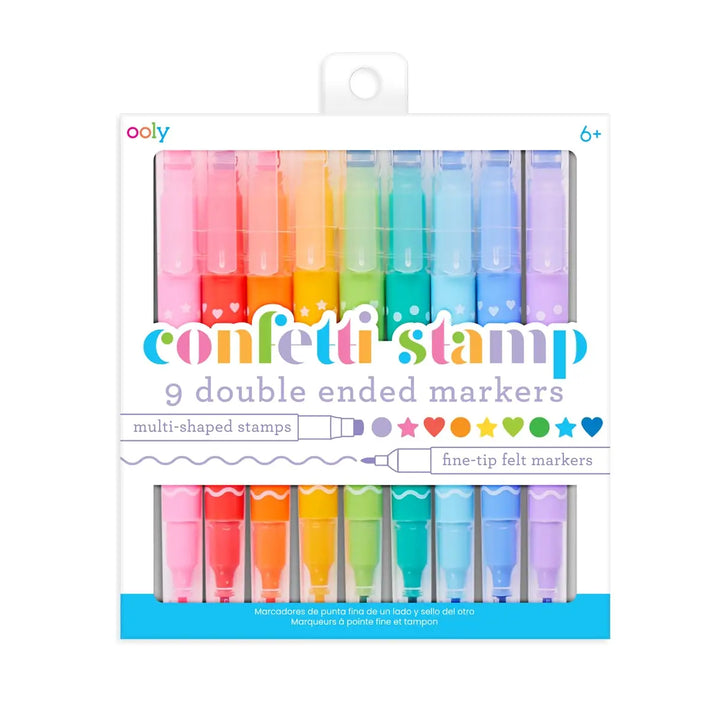 Confetti Stamp Double-Ended Markers (Set of 9)