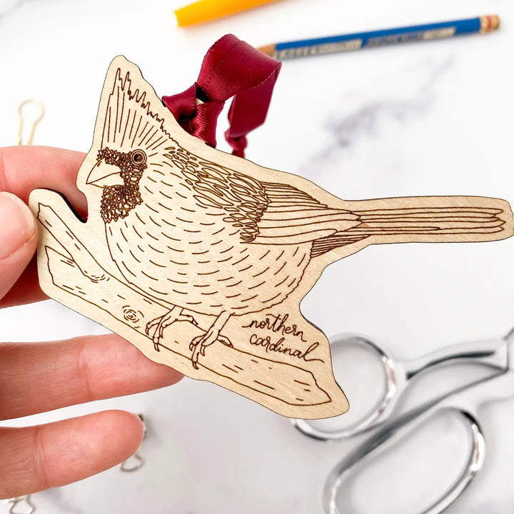 Cardinal Wooden Ornament