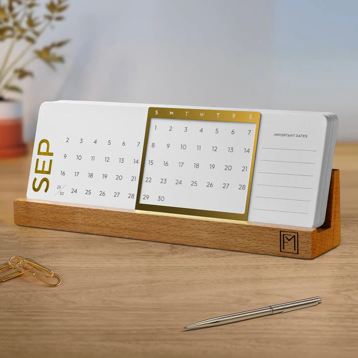 Wood Base Perpetual Desk Calendar