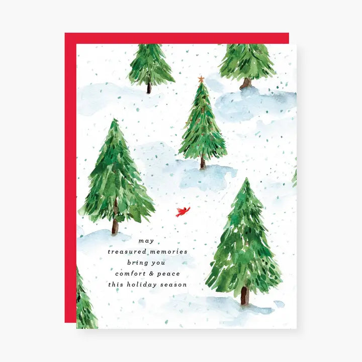Cardinal in the Forest Holiday Remembrance Greeting Card