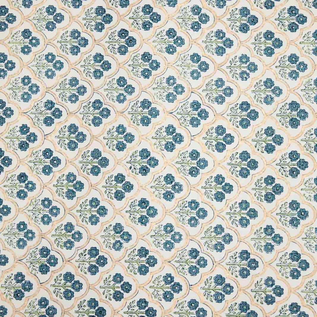 Hand Block Printed Gift Wrap Sheets - Trellis Indigo (Roll)