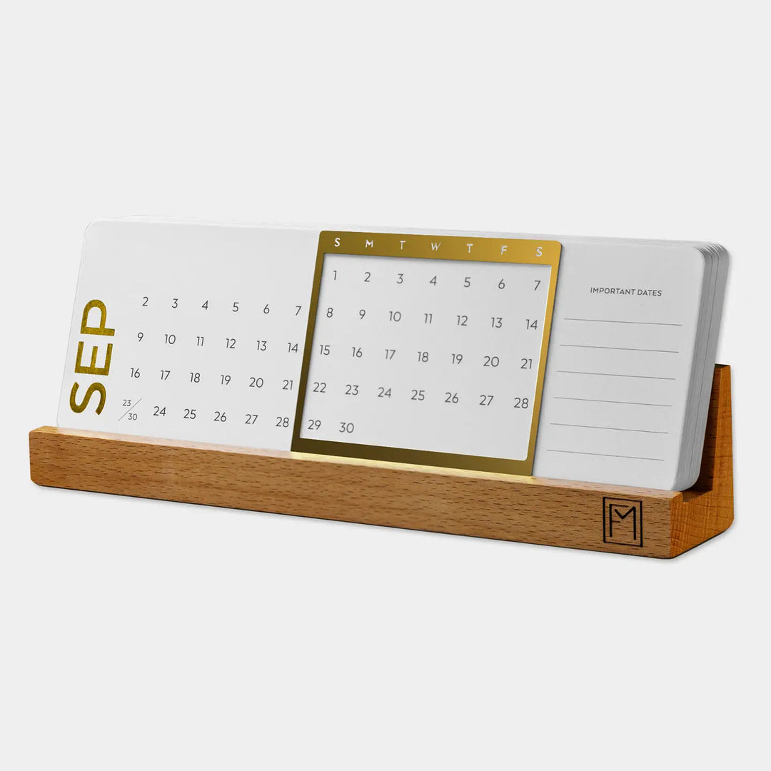 Wood Base Perpetual Desk Calendar