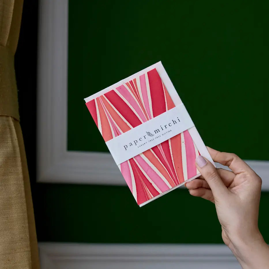 Hand Marbled Greeting Card - Candy Stripes Sugar Spice