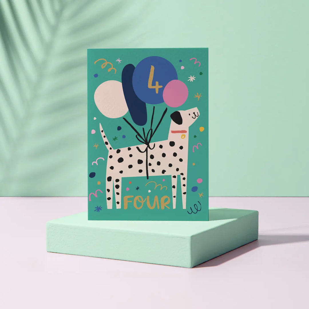 Dalmatian-Themed Four-Year-Old Birthday Card