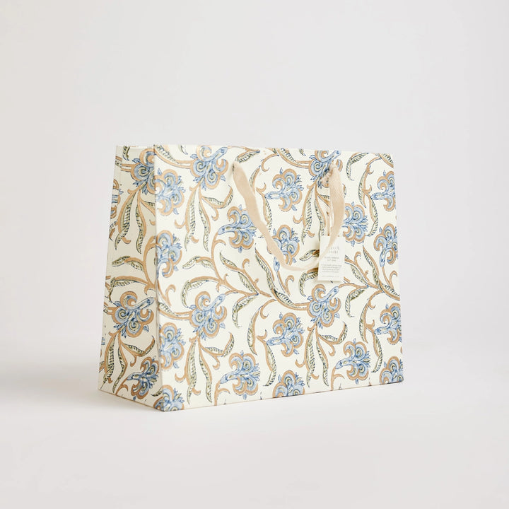Hand Block Printed Gift Bags - Iris Glitz Stone