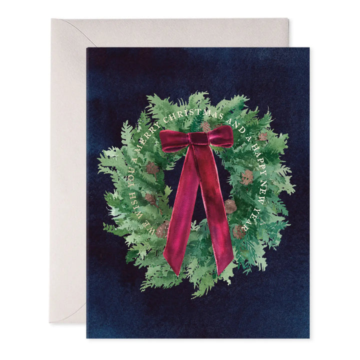 Velvet Bow Wreath Boxed Card (Set of 6)