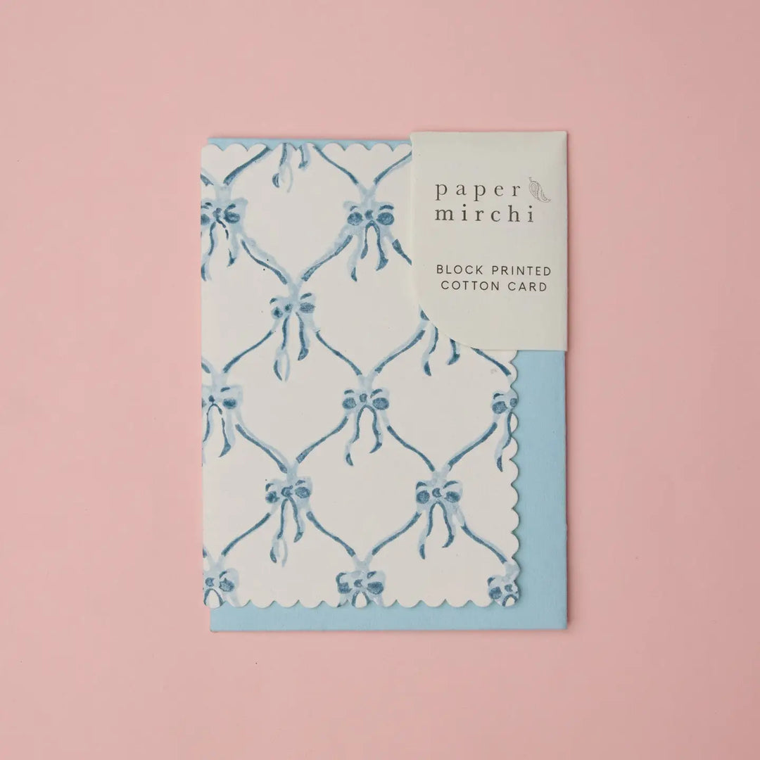 Hand Block Printed Greeting Card - Bows Alaska