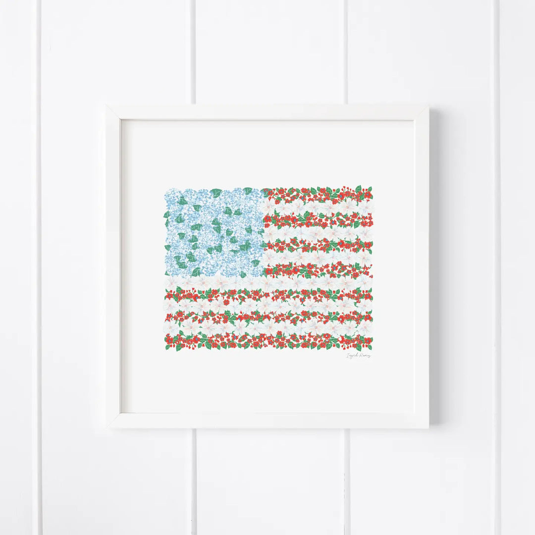 USA Floral Flag Art Print