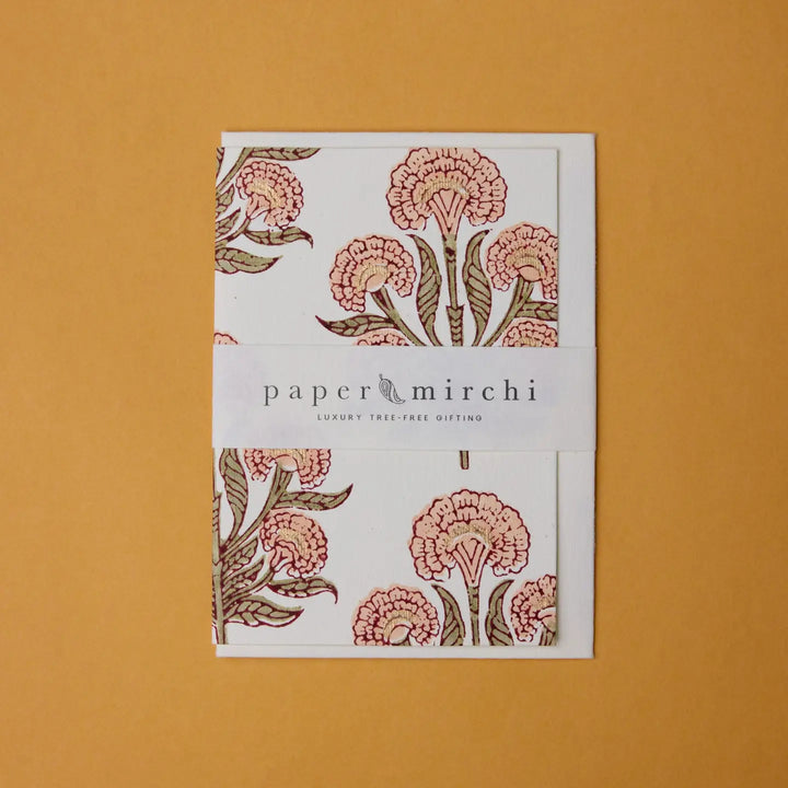 Hand Block Printed Greeting Card - Aurora Terracotta