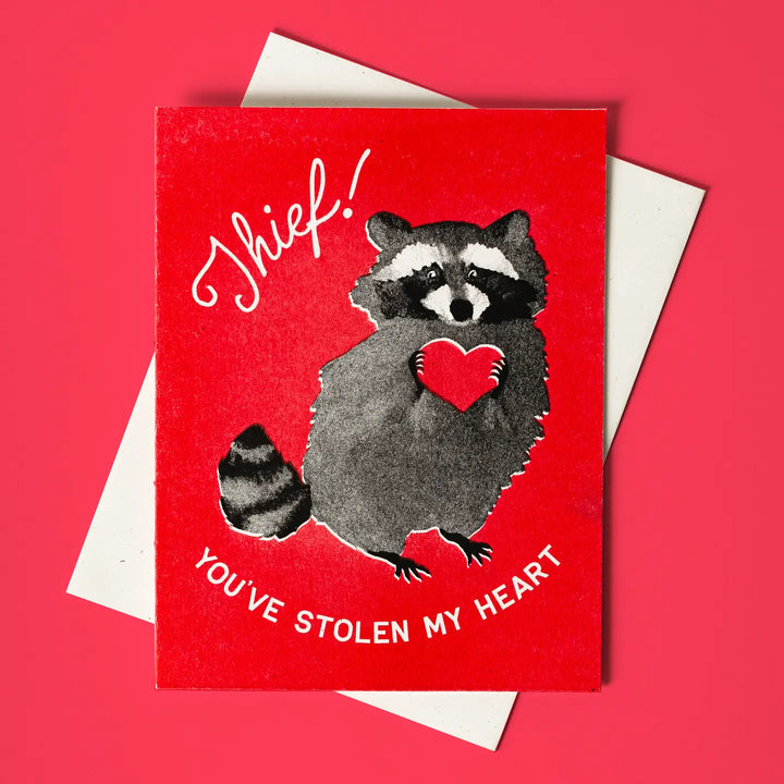 Thief! Raccoon - Risograph Card