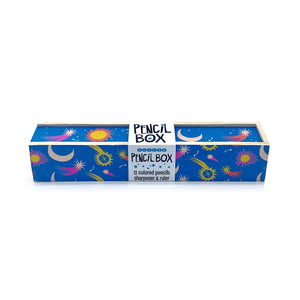 Wooden Pencil Box + Colored Pencils - Cosmic