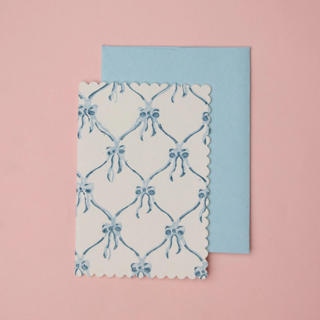 Hand Block Printed Greeting Card - Bows Alaska
