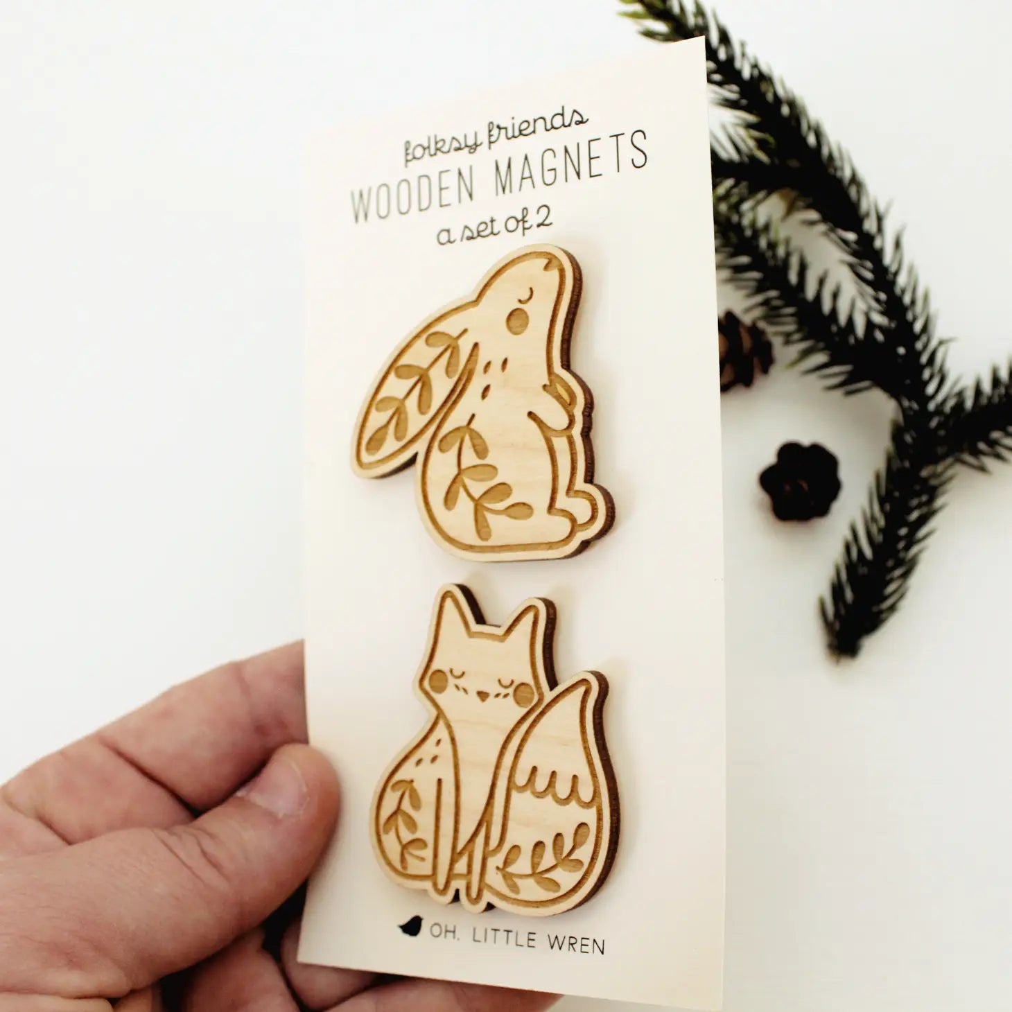 Fox and Rabbit Wooden Magnet Set