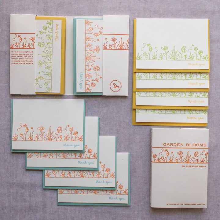Garden Blooms Letterpress Library Note Card Set