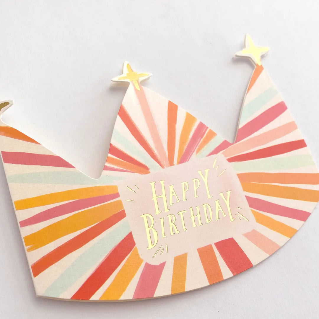 Gold Crown Happy Birthday Card