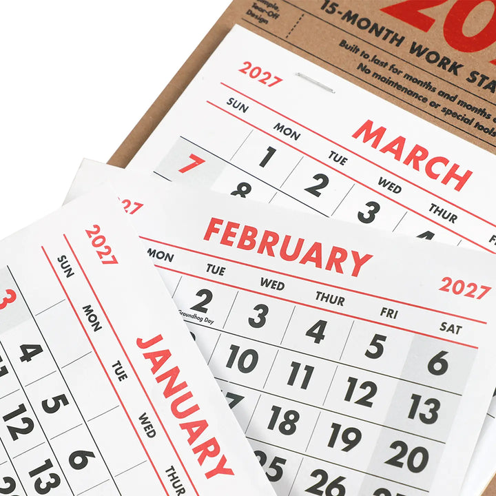 2027 15-Month Work Station Calendar