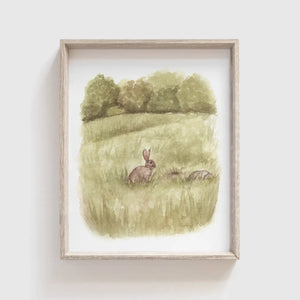 Rabbit at the Burrow Art Print