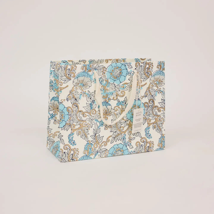 Hand Block Printed Gift Bags - Wild Rose Blue Opal