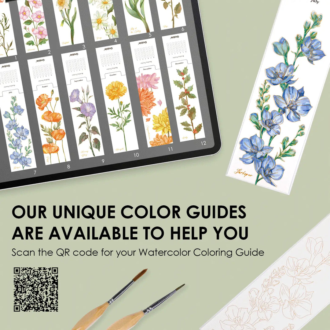 Watercolor Coloring Bookmarks