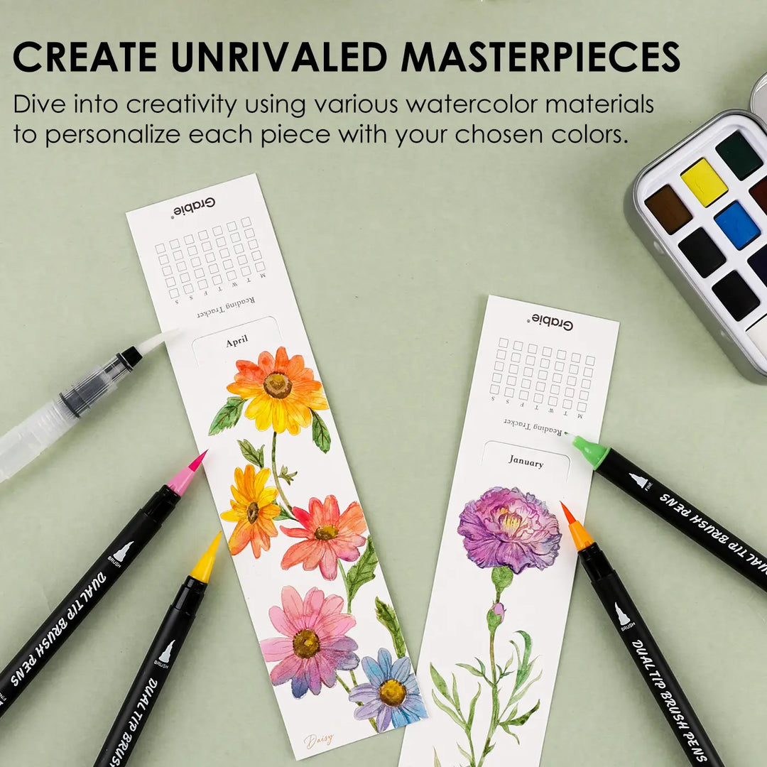 Watercolor Coloring Bookmarks