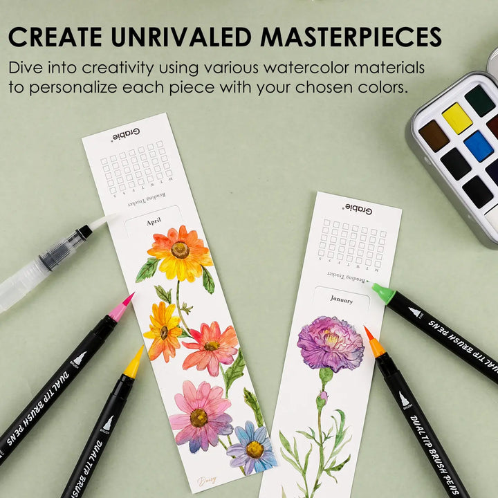 Watercolor Coloring Bookmarks