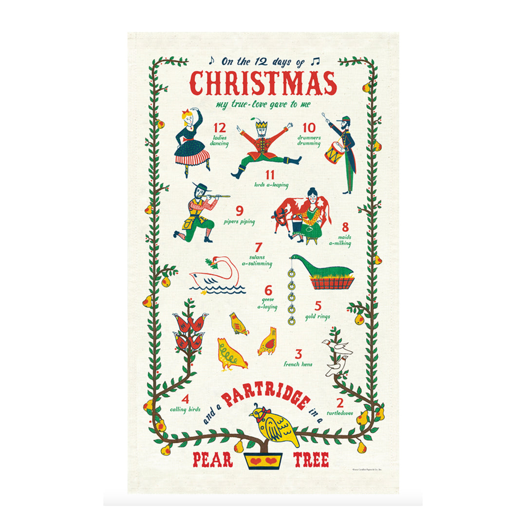 Twelve Days of Christmas Tea Towel