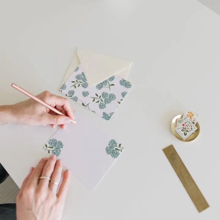 Hydrangea Flat Notecard Set | Boxed Set of 6