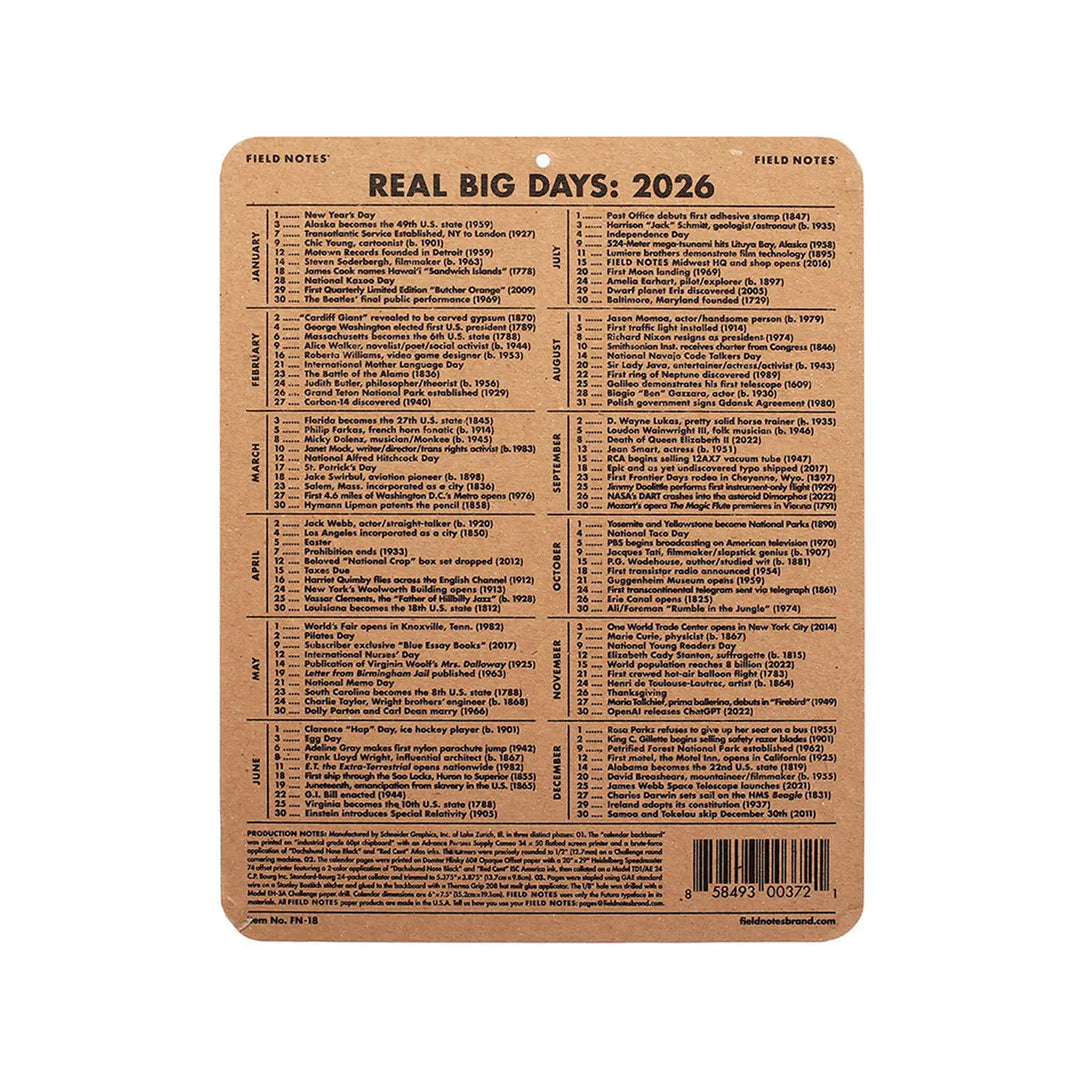 2026 15-Month Work Station Calendar