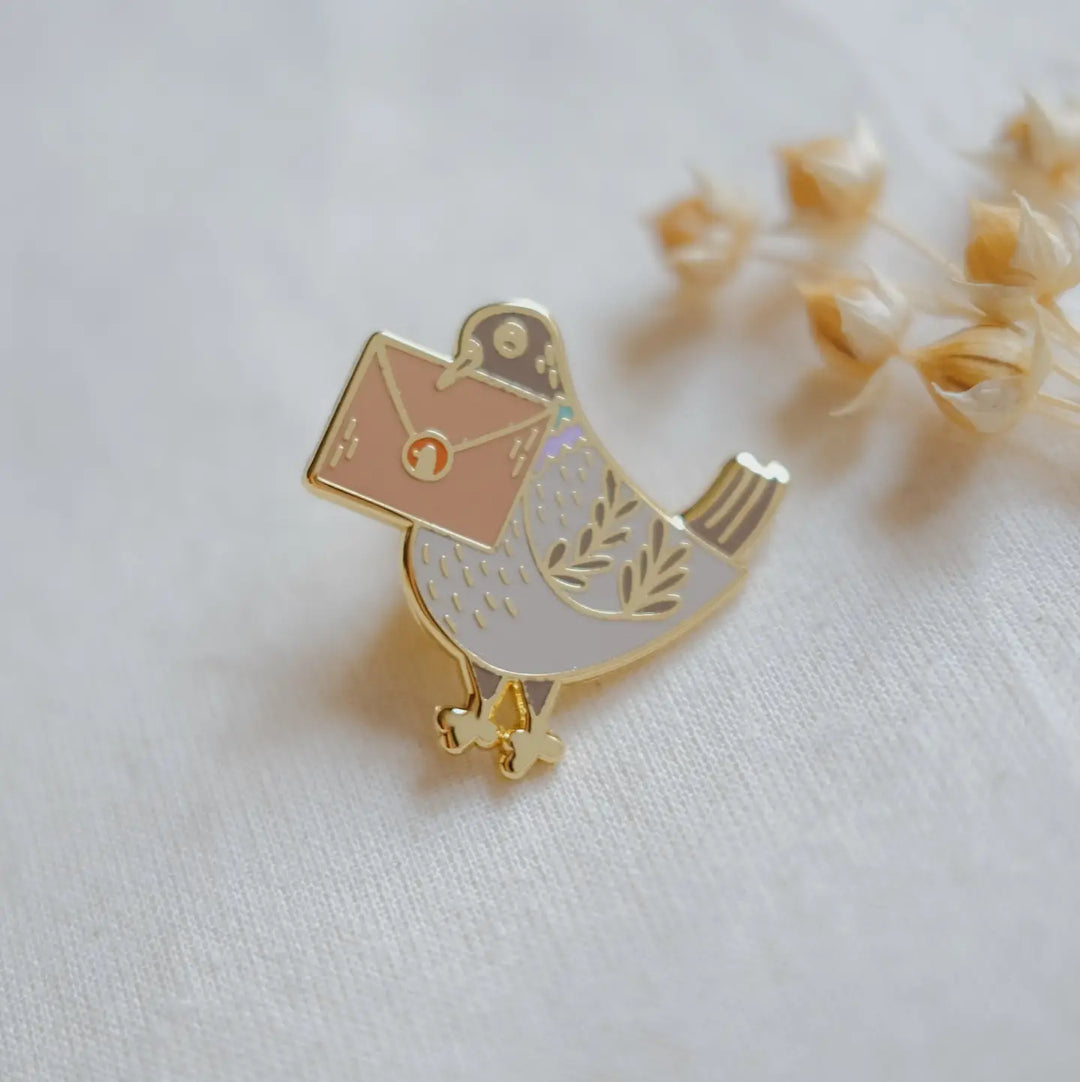 Pigeon Snail Mail Enamel Pin