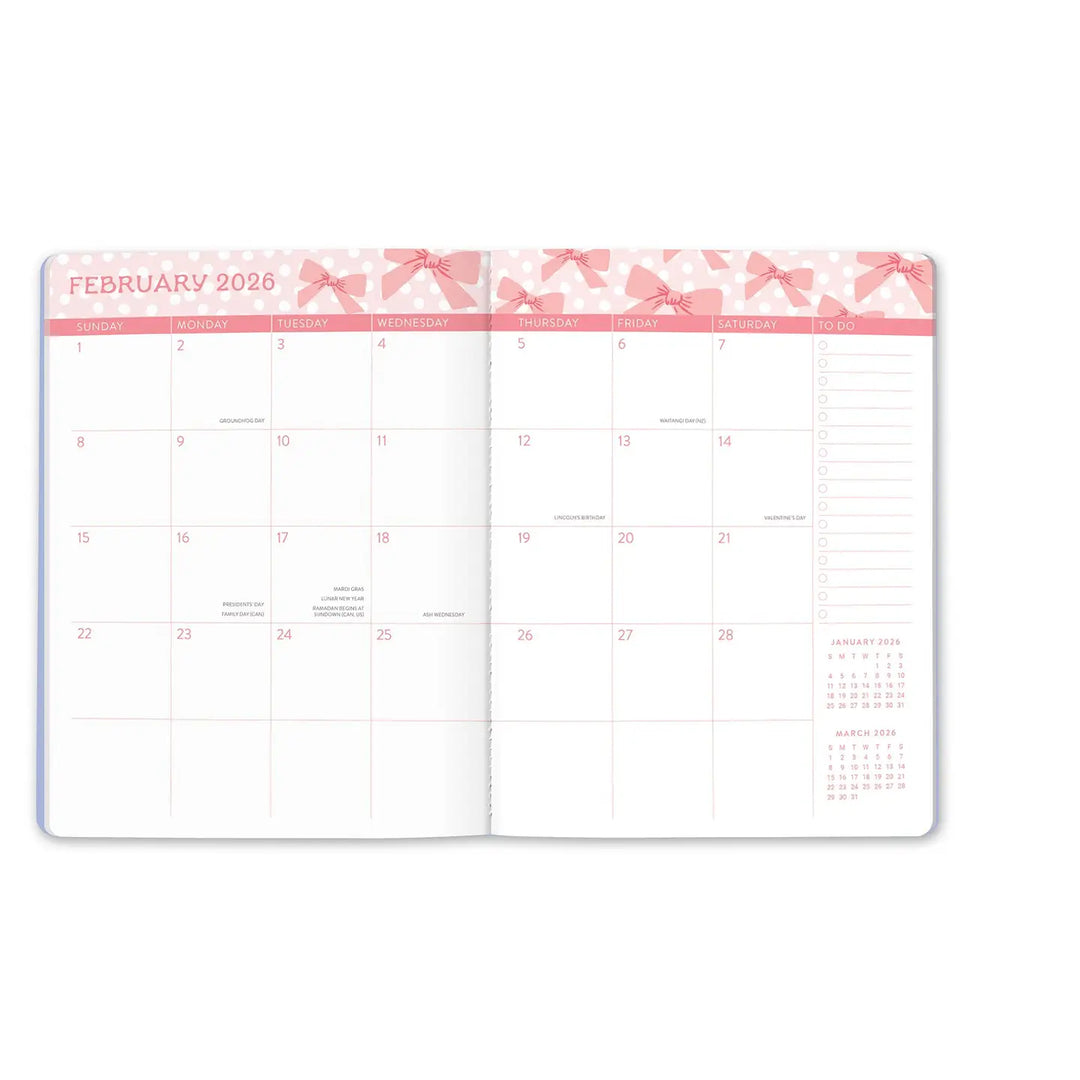 Sweet Bows Just Right Monthly Planner (Jan-Dec 2026)