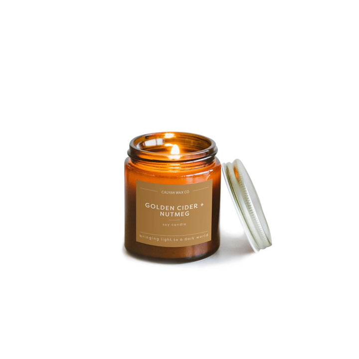 Golden Cider + Nutmeg - Mini Amber Jar Soy Candle