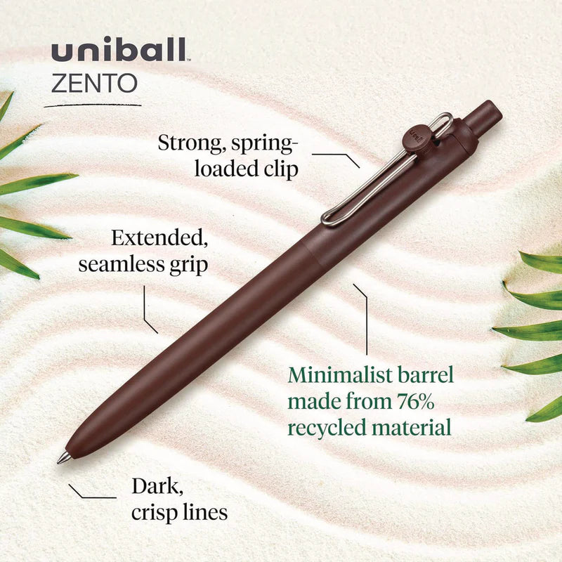 Uni-ball Zento Liquid Gel Ink Retractable Pens, Medium Point (0.7mm)