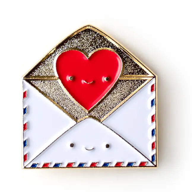 Send Love Snail Mail Envelope with Heart Enamel Pin