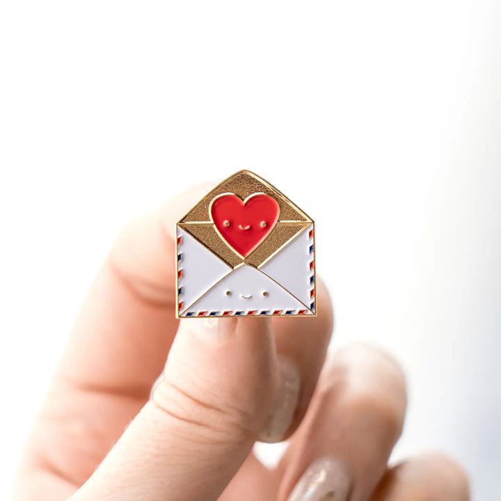 Send Love Snail Mail Envelope with Heart Enamel Pin